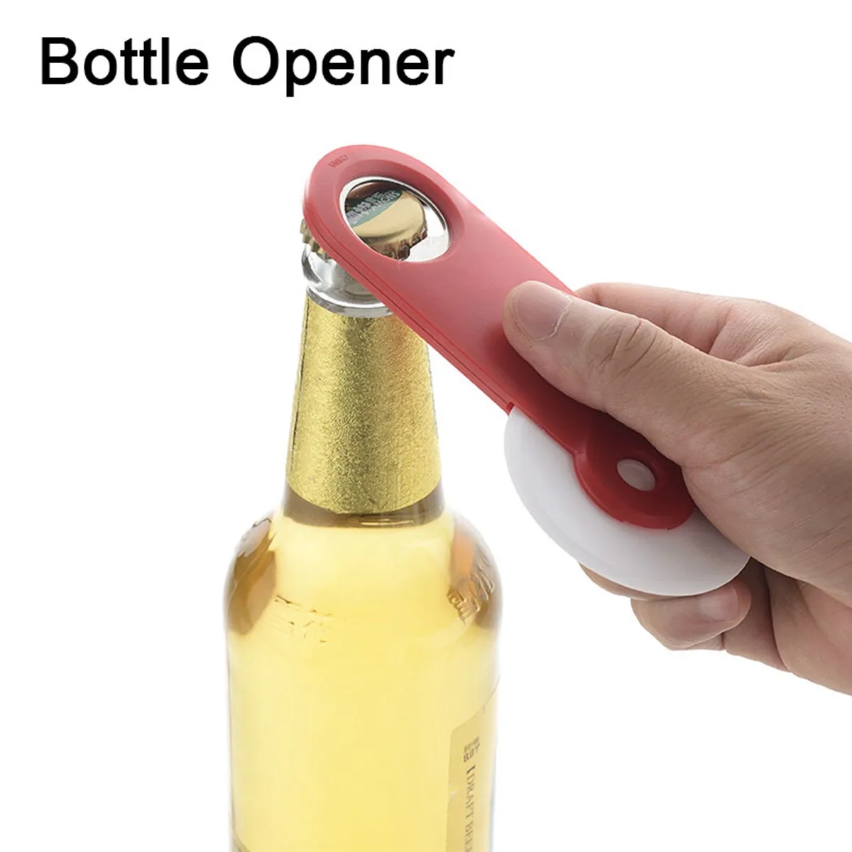 Plastic pizza cutter with bottle opener 1