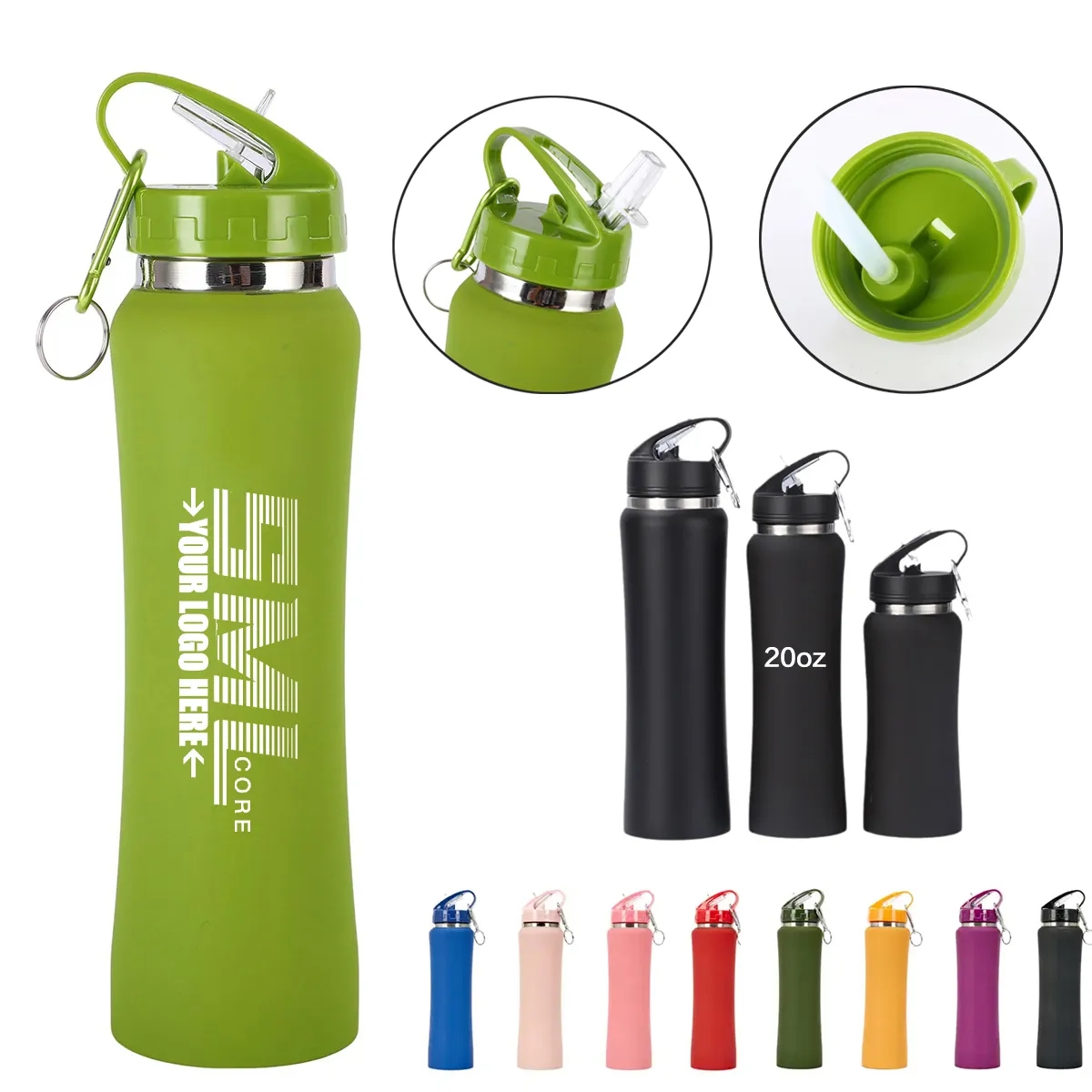 20oz Stainless Steel Small Waist Straw Thermos 2
