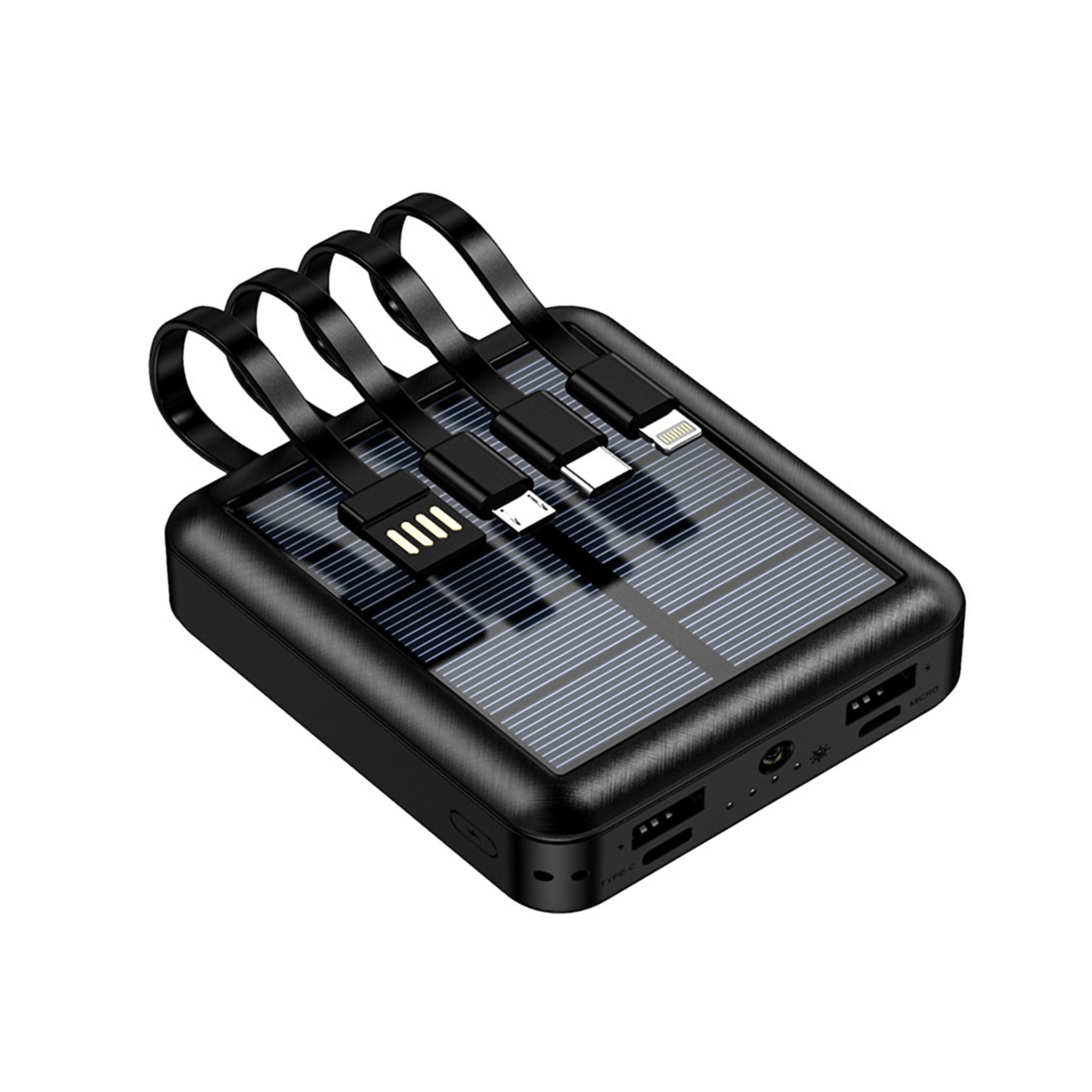 5000mAh Solar Power Bank Portable Charger w/Cable 5