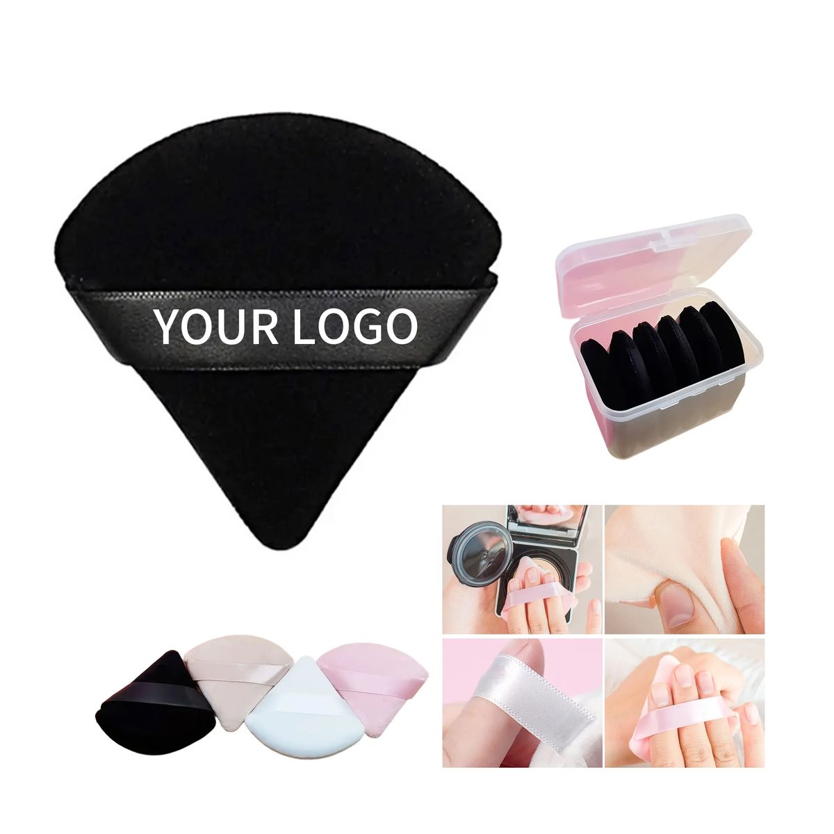6Pcs Triangle Powder Puffs Customizable with Logo 1