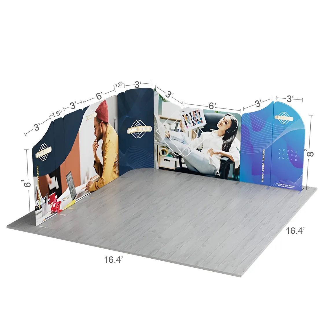 16.4x16.4ft Magnetic Modular Fabric Displays- L Shape Island 10