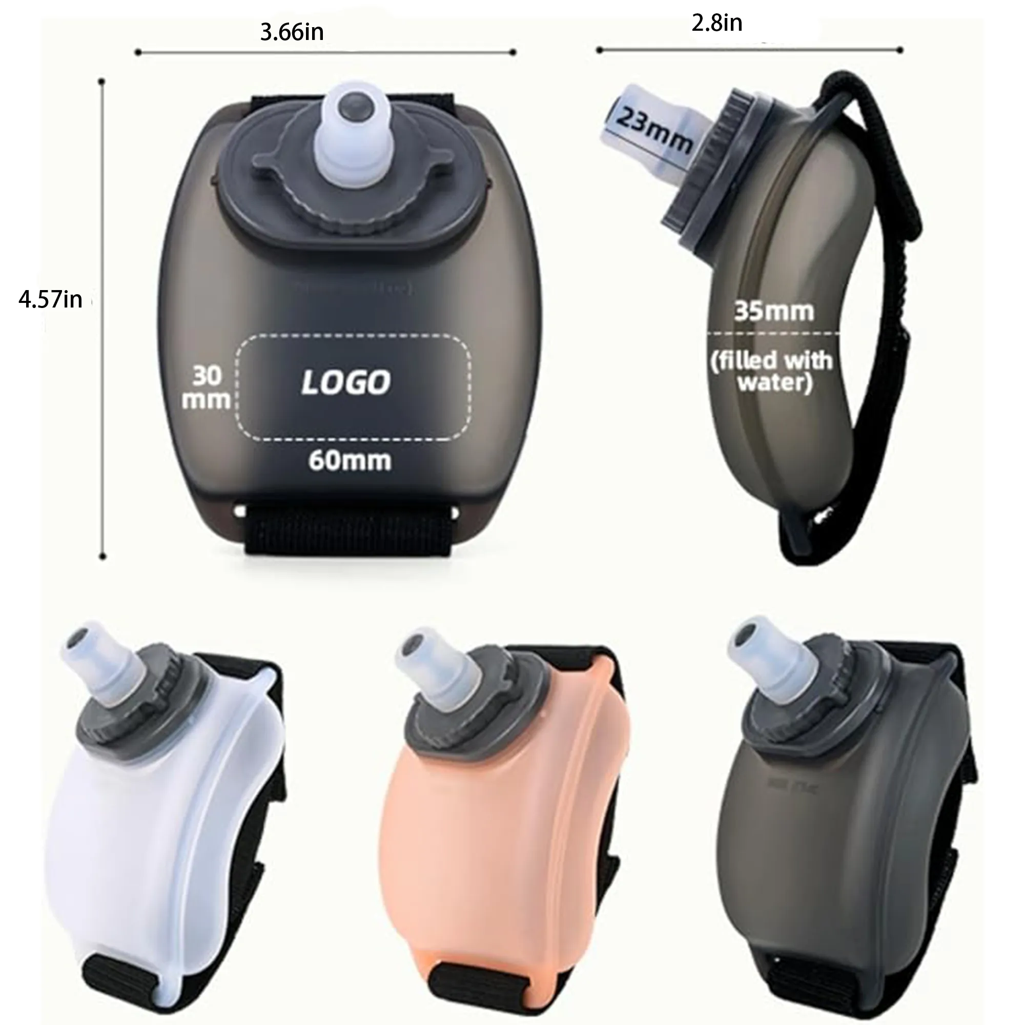 Wrist Sports Water Bottle Logo With Adjustable W Strap 4