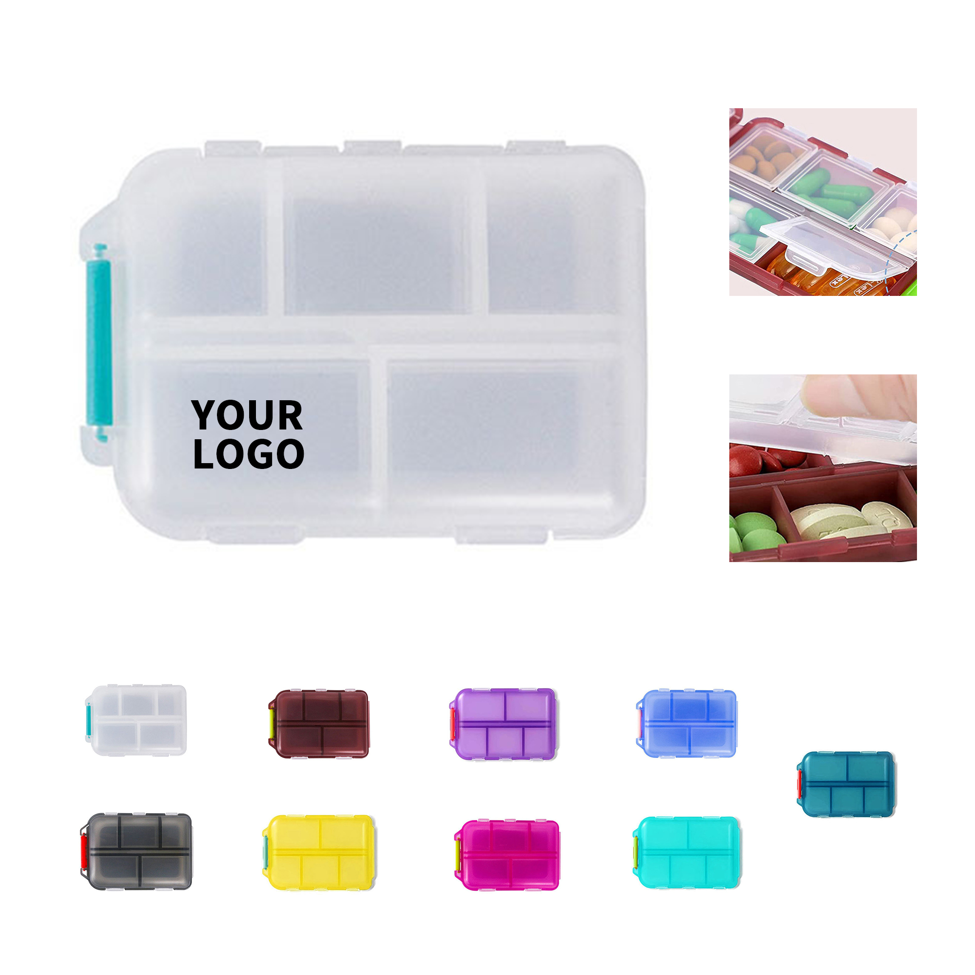 Double Layer Ten Compartment Pill Case 3.78" Length X 2.52" Width X 1.22" Height 11