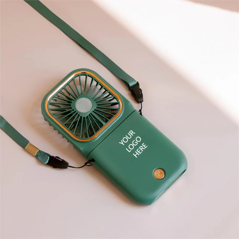 Portable Handheld Foldable Necklace Fan With Power Bank 4