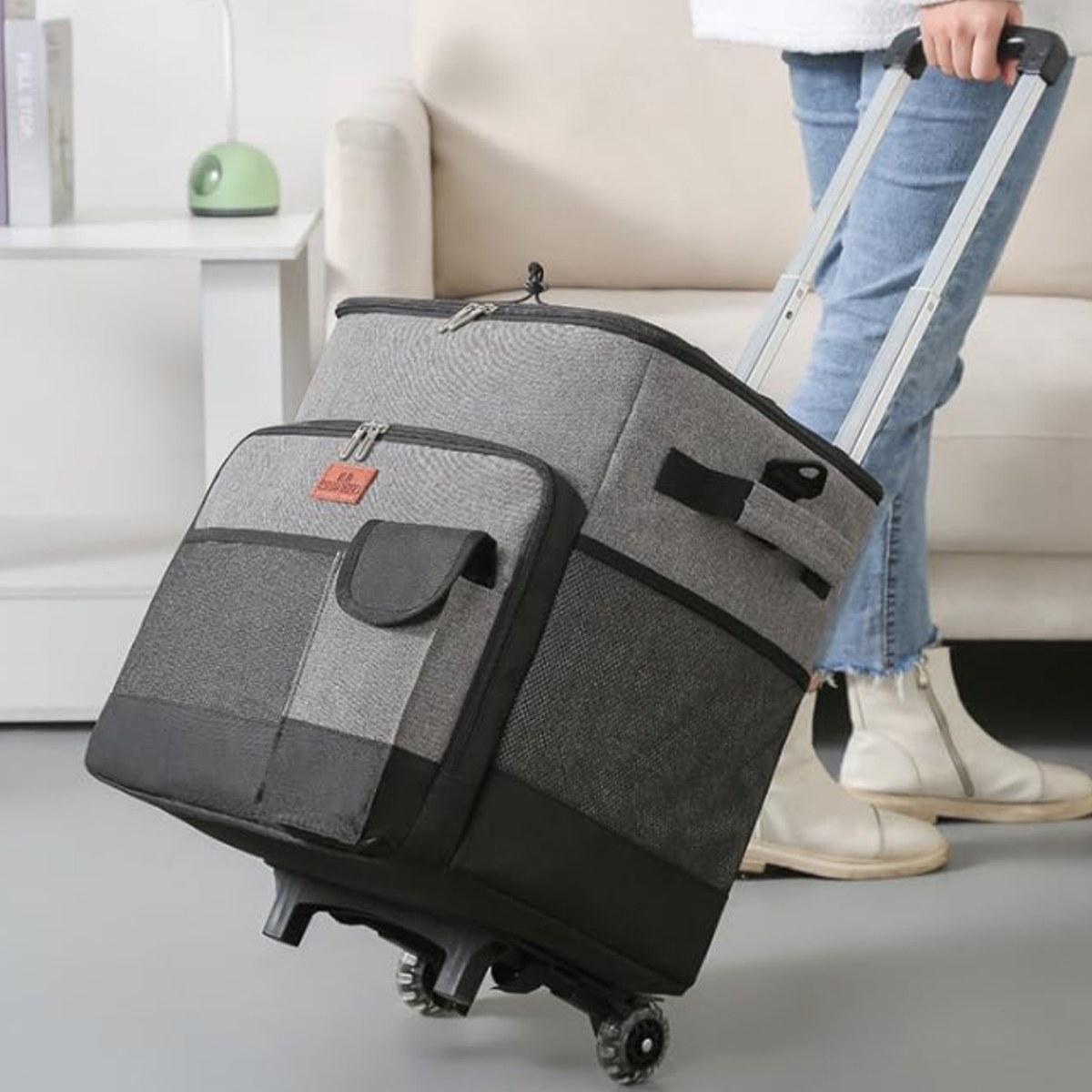 35L Rolling Cooler Bag W/ Telescopic Handle Trolley Case 4