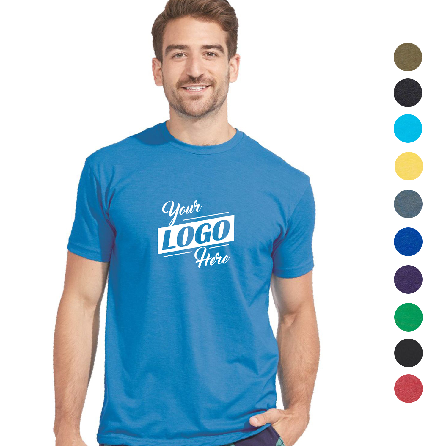 Next Level 4.3 oz. 60/40 Combed Cotton/ Polyester Mens CVC Crew T-Shirts 3