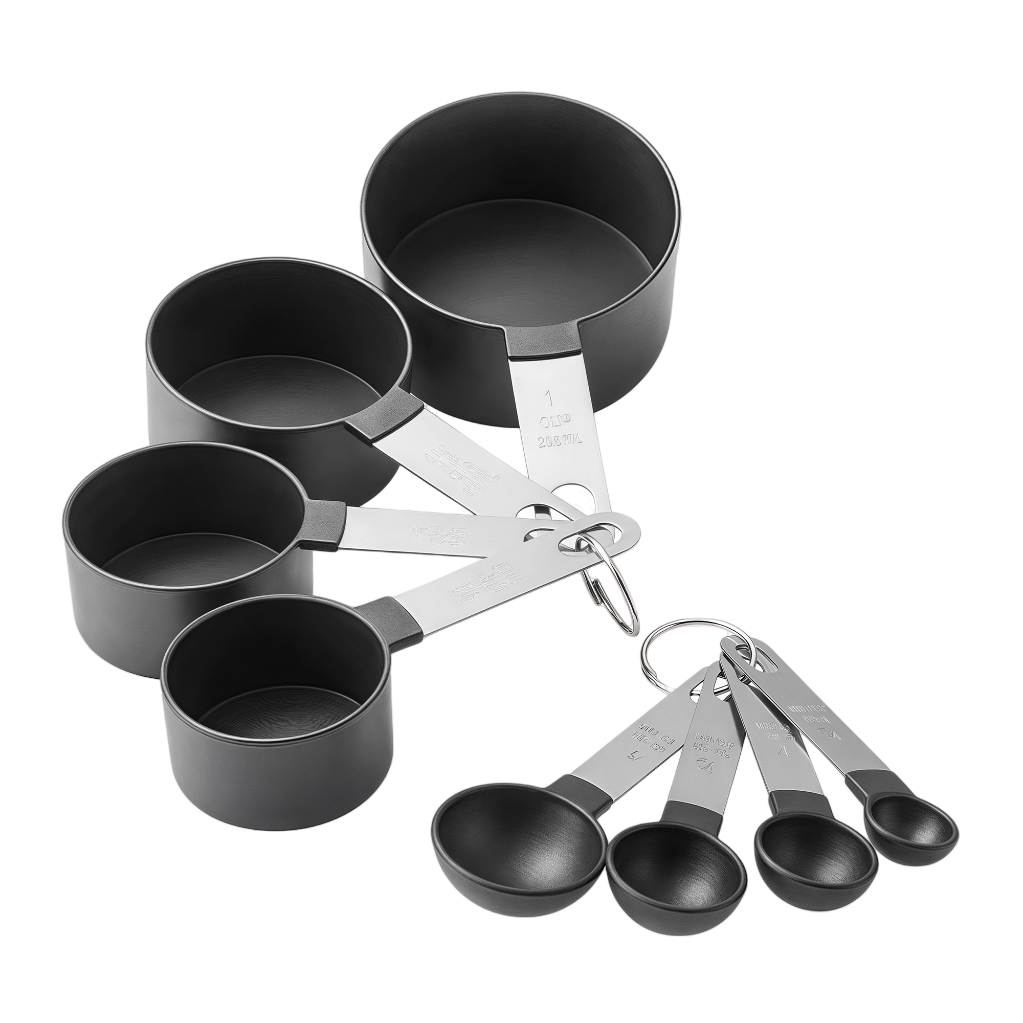 8-Piece Stainless Steel Handle Measuring Spoon Set with Plastic Cups 6