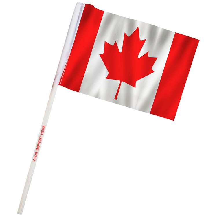 4" x 6" Canada Imprinted Staff Polyester Stick Flags 2