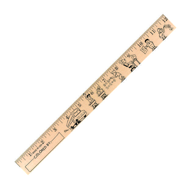 Kids at School "U" Color Rulers - Natural wood finish