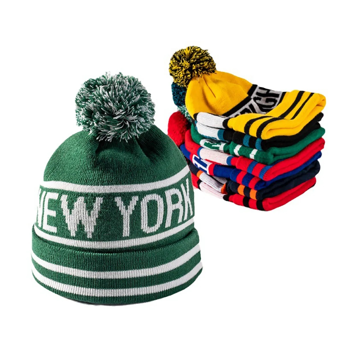 Customizable Branded Crochet Knitted Ski Bobble Ball Hat 5