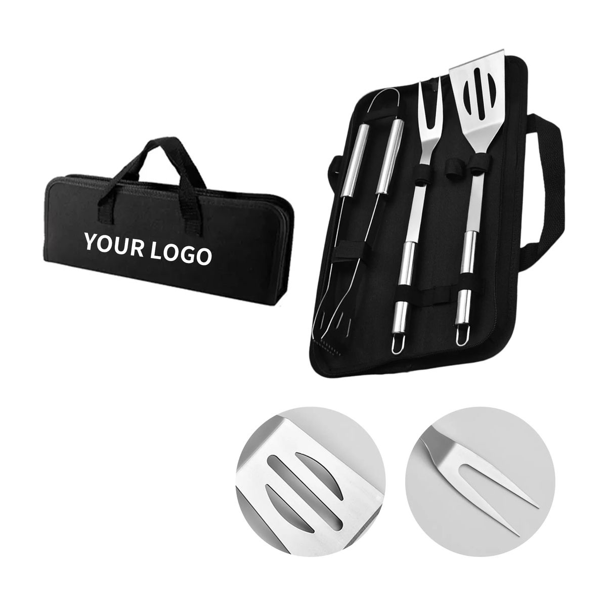 Barbecue Tool Set with Spatula Fork and Tongs 2
