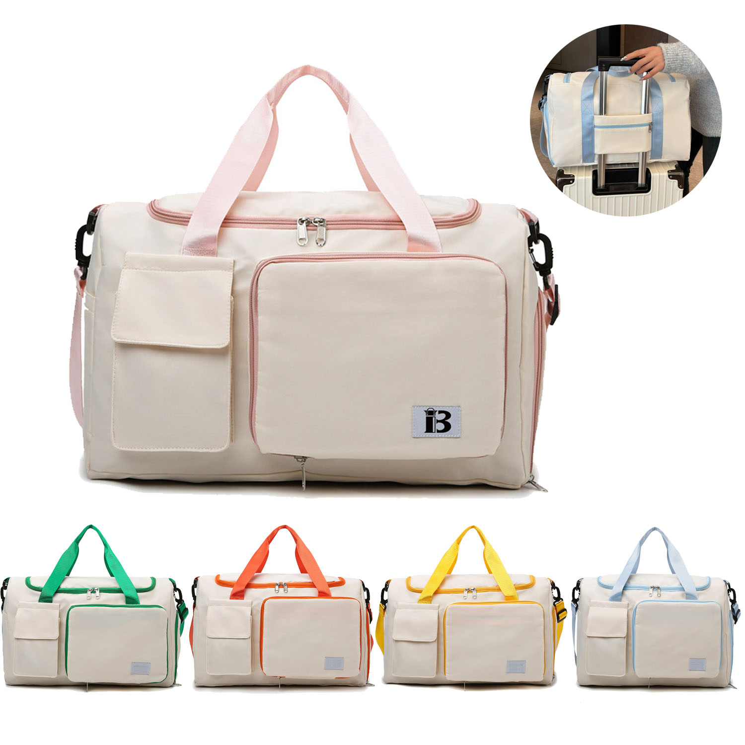 Lightweight Large Capacity Oxford Travel Bag w/ Shoe Pocket