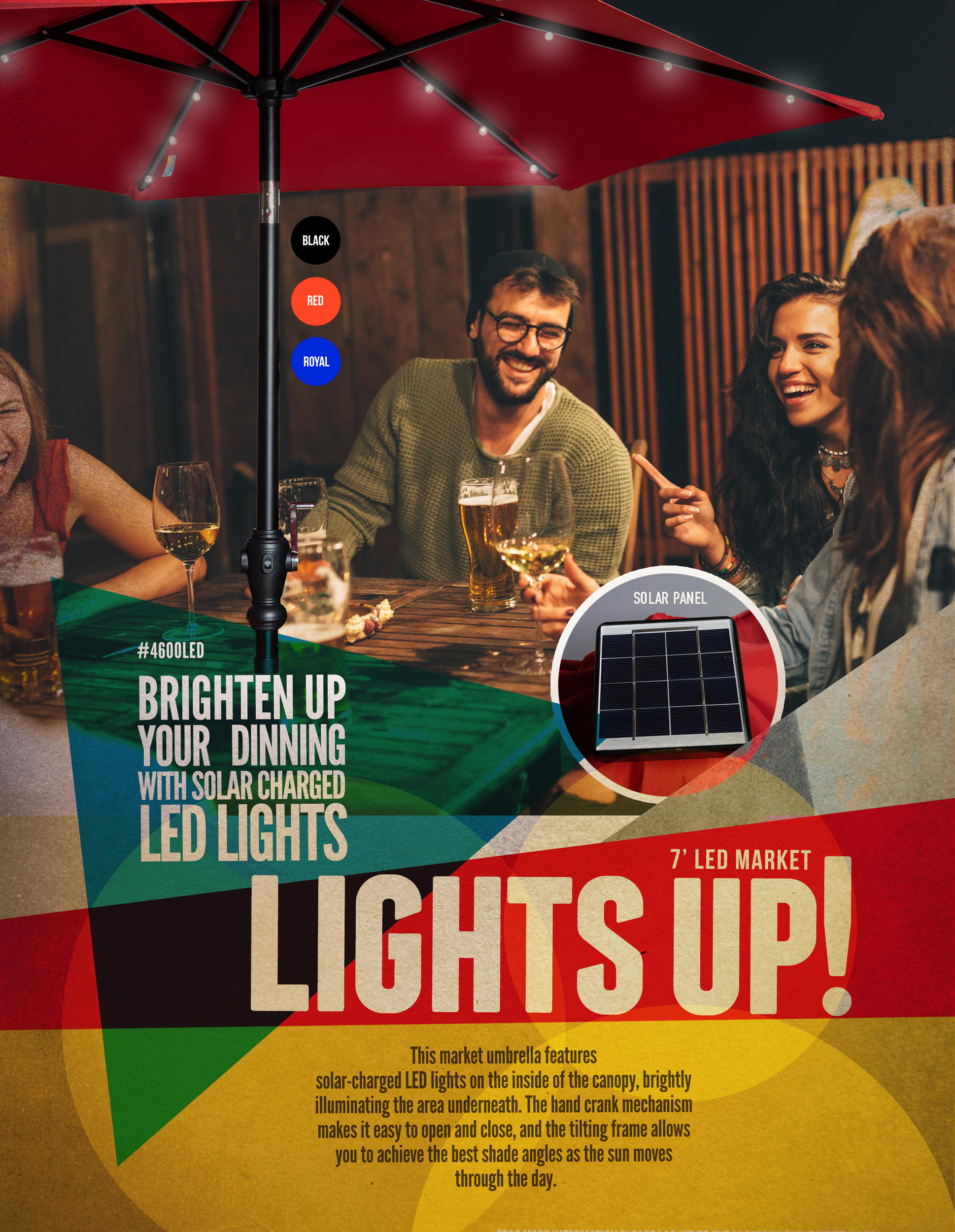 7' LED Market Umbrella 1