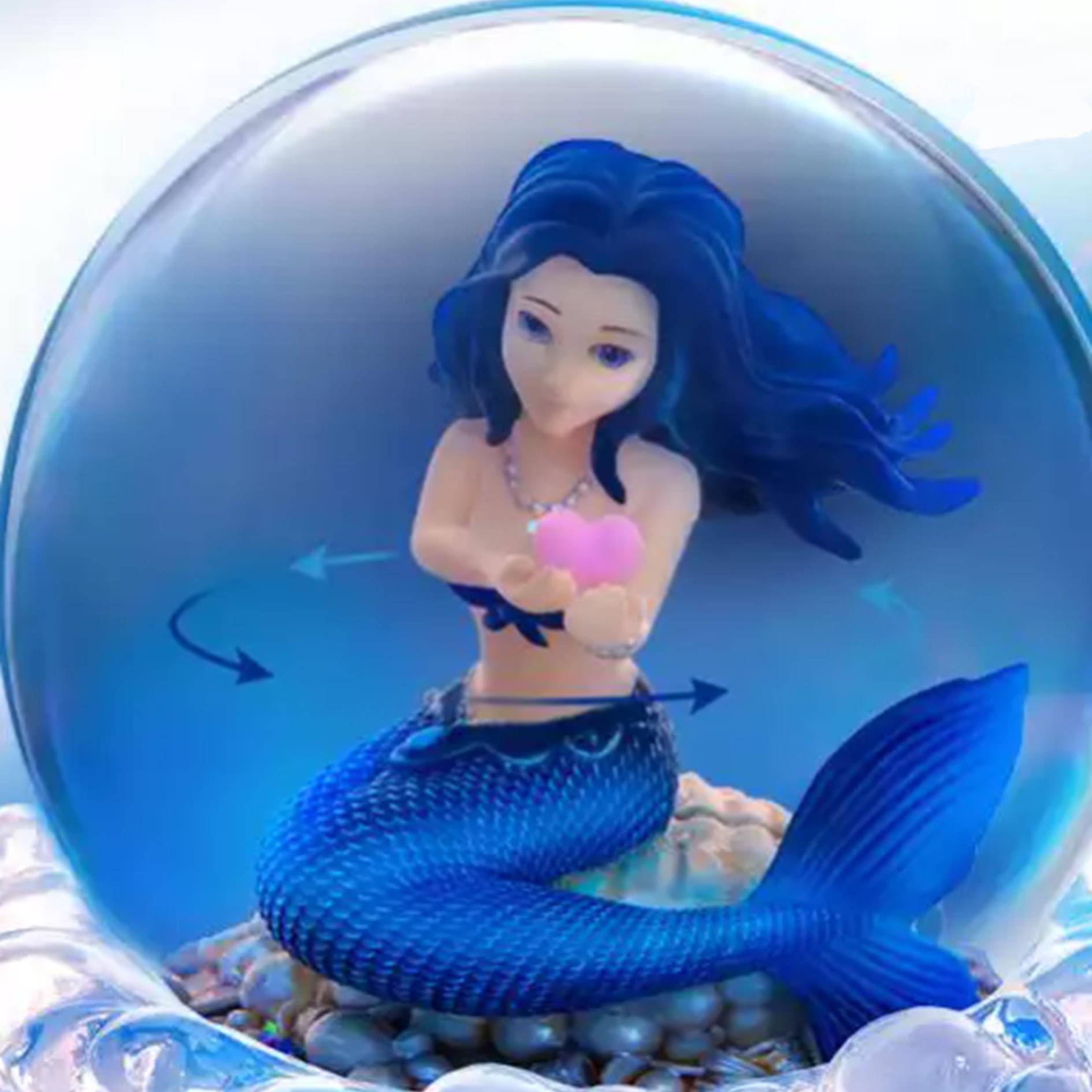 Mermaid Music Box Crystal Snow Globe 3
