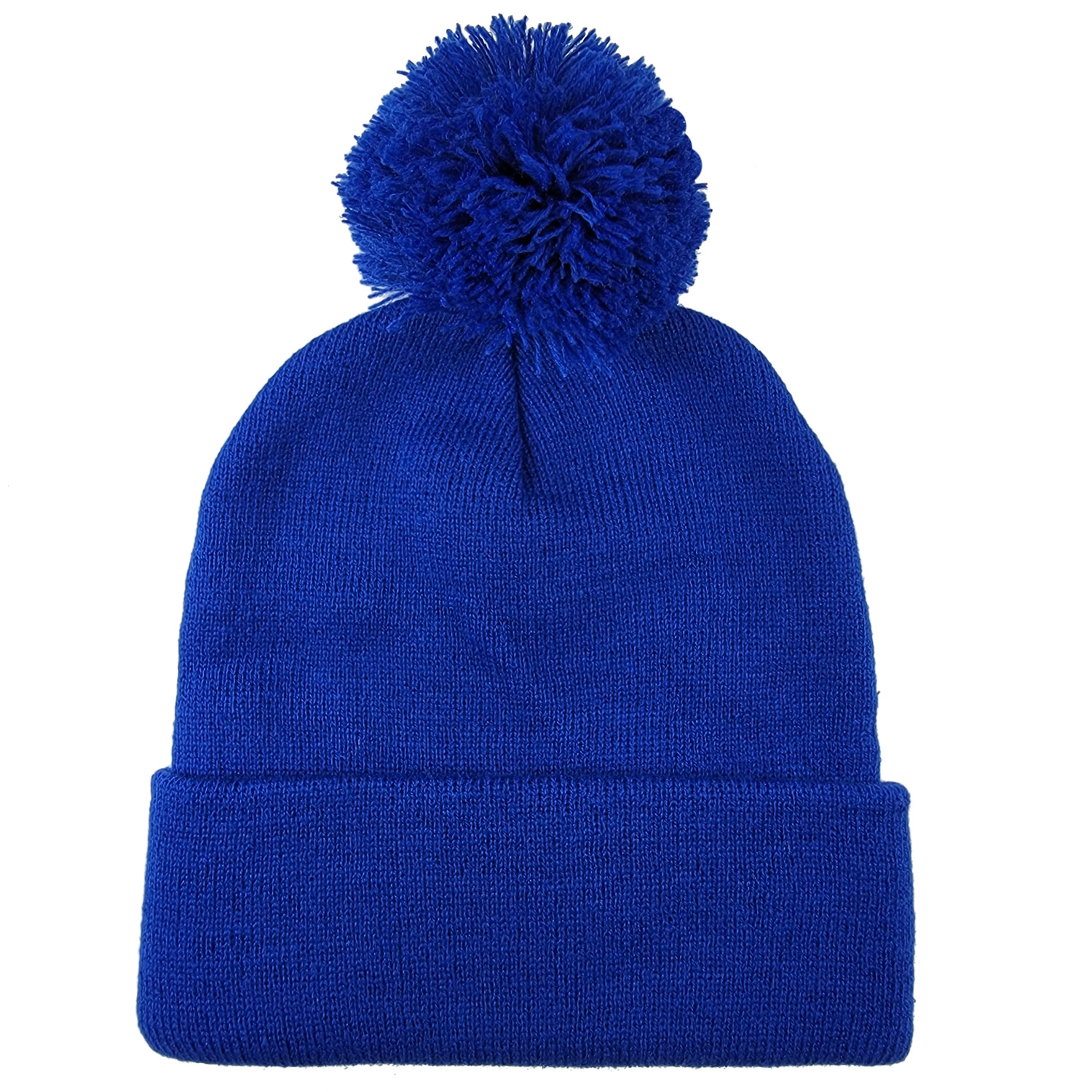 Pom Pom Knit Roll Cuff Beanie Cap 5