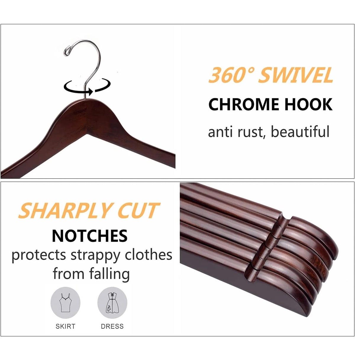 Solid Wood Shirt Dress Hangers 5