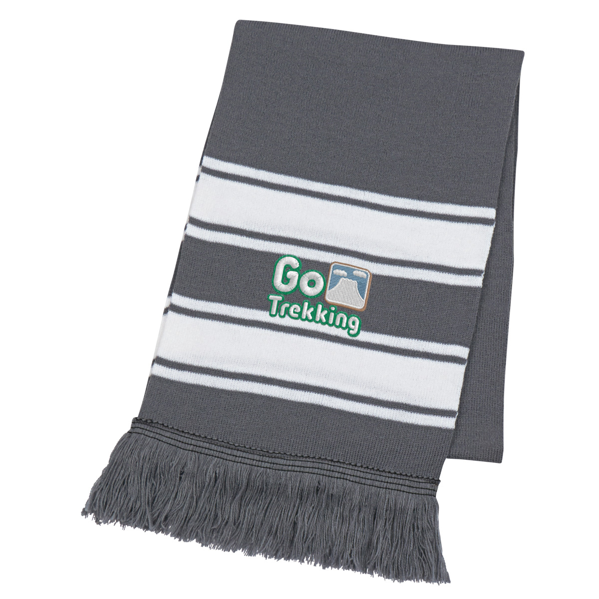 Two-Tone Knit Scarf With Fringe 6