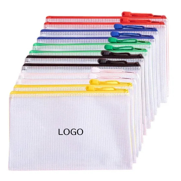 Mesh Zipper Pouch Bag Set with Transparent Organizers 3