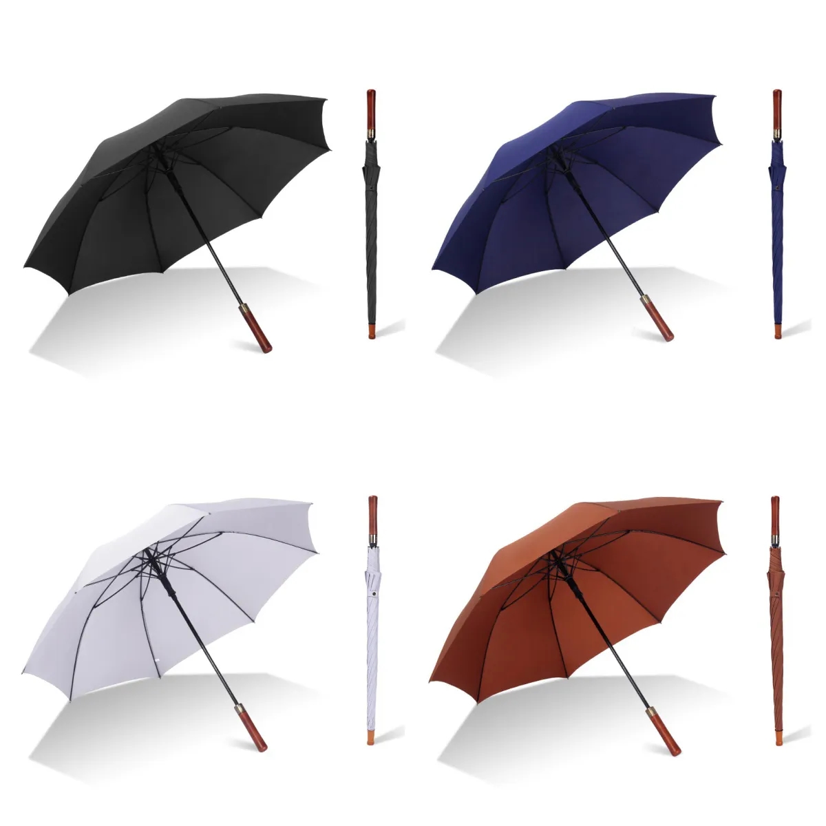 Custom Logo Golf Umbrellas Bulk with Wooden Handle for Promotional Gifts 5