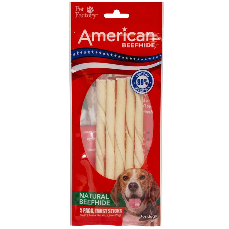 Dog Natural Hide Twist Sticks - 5 Pack 2