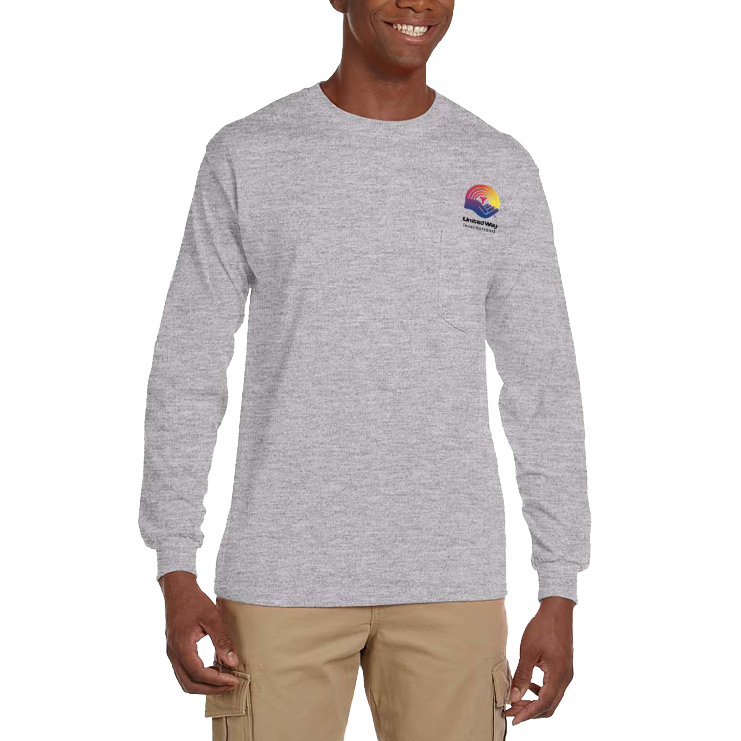 100% Cotton Long Sleeve Winter T-Shirt 6.1 oz with Pocket 2