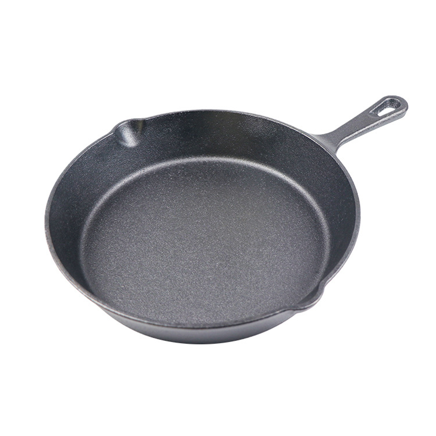 Outdoor BBQ Fry Meat Single Handle Cast Iron Round Pan 2