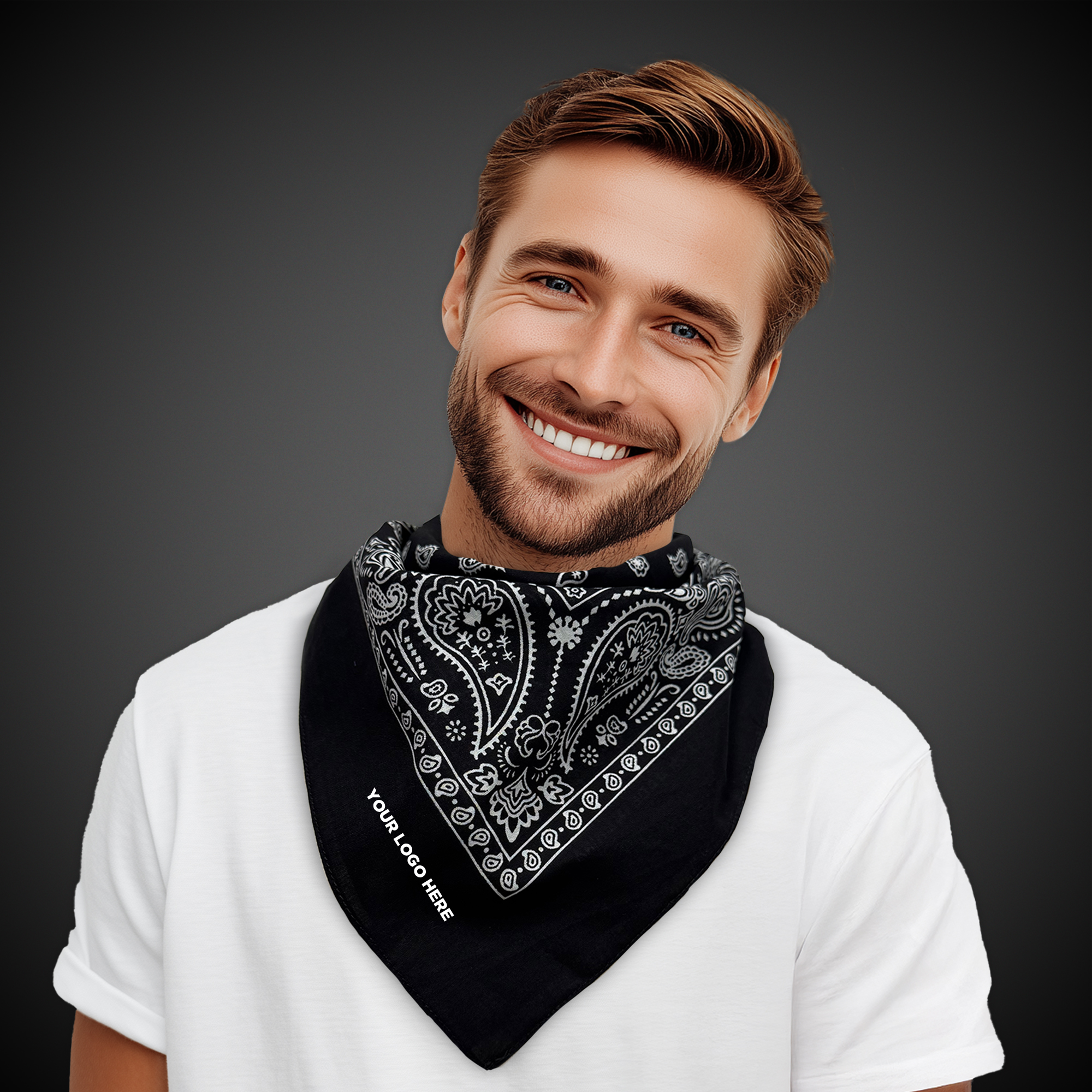 Black Cotton Bandana 22" x 22" 2