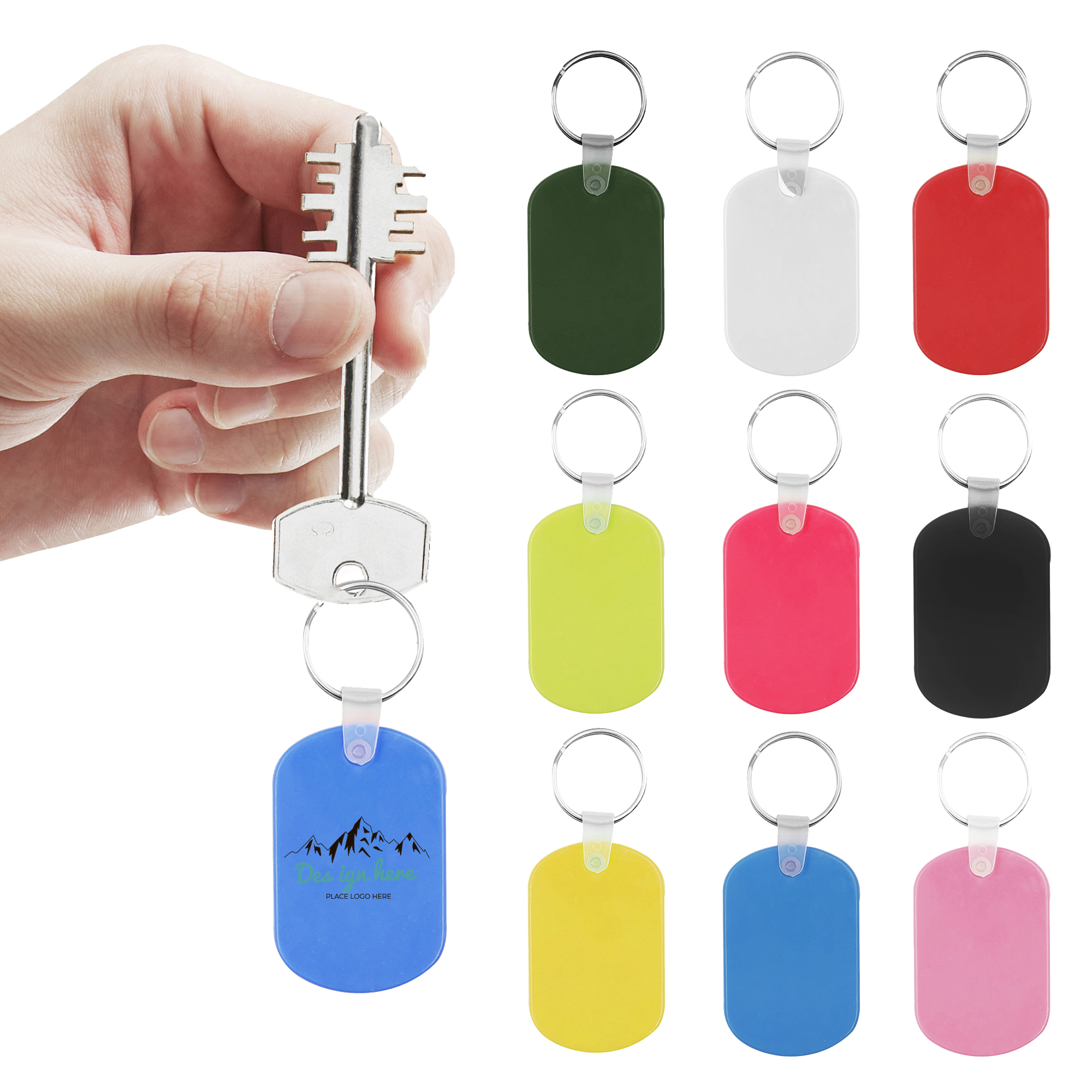 Oval Shaped PVC Keychain Key Tag Ring 3