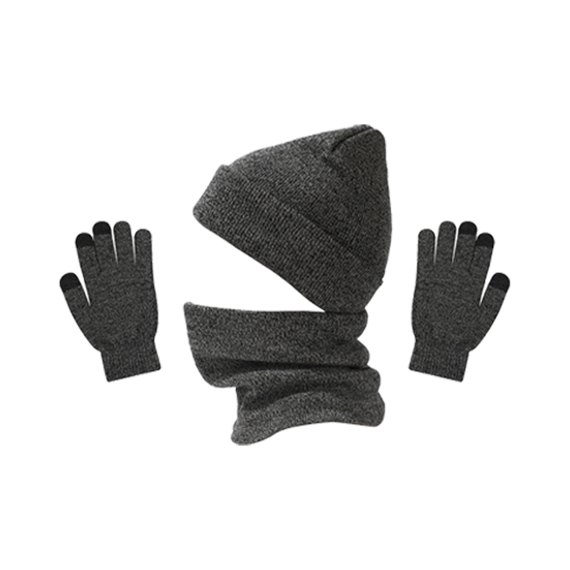 3 in 1 Winter Beanie Hat Scarf Touchscreen Gloves Set 1