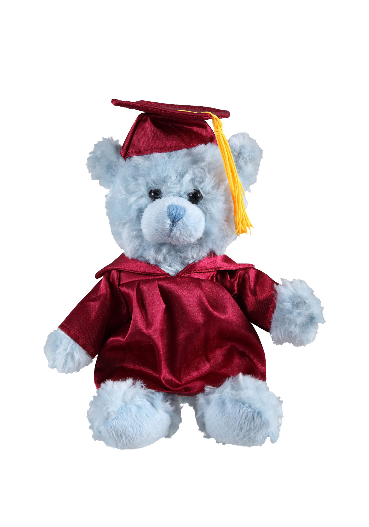 soft plush Blue Curly Sitting Bear with graduation cap &gown 6