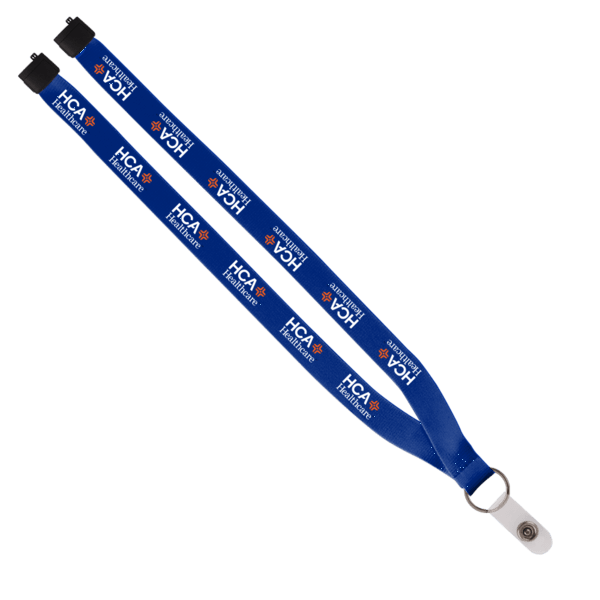 3/4" Polyester Lanyard with Sewn Silver Metal Split-Ring 196