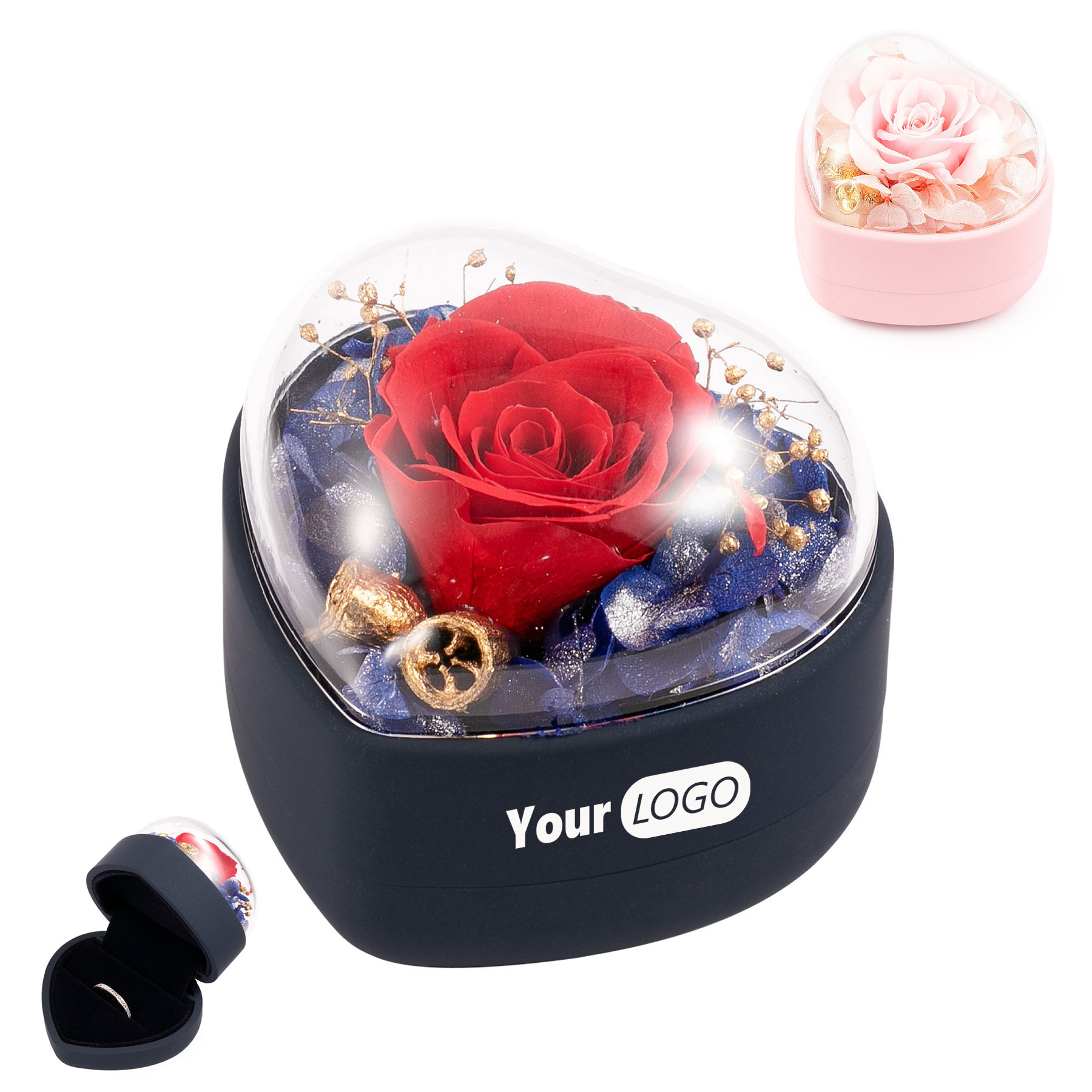 Heart-Shaped Eternal Rose Mini Ring Box 5
