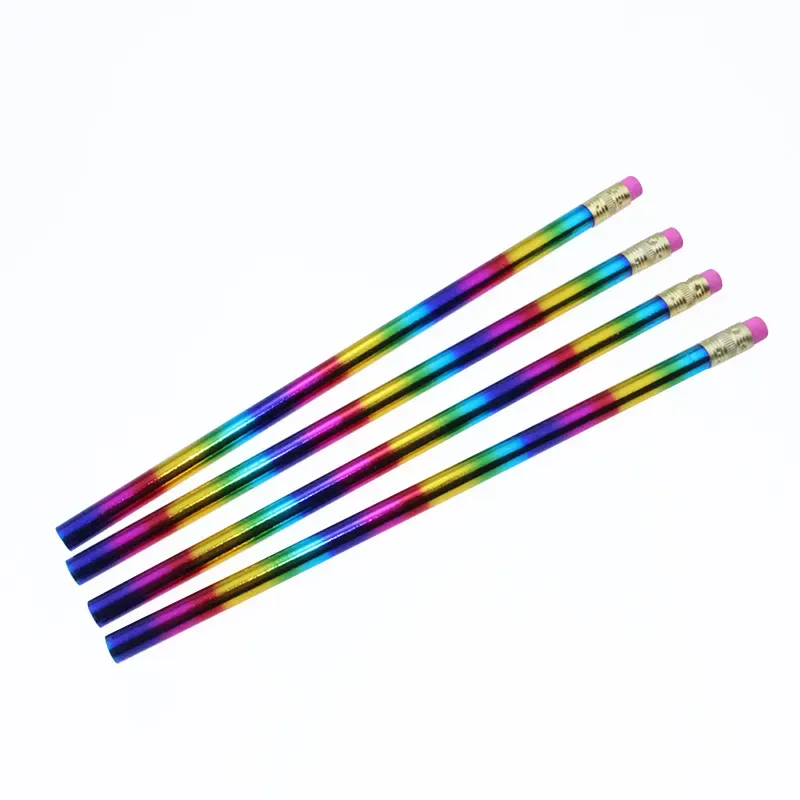 Rainbow Wooden Pencil With Eraser 4