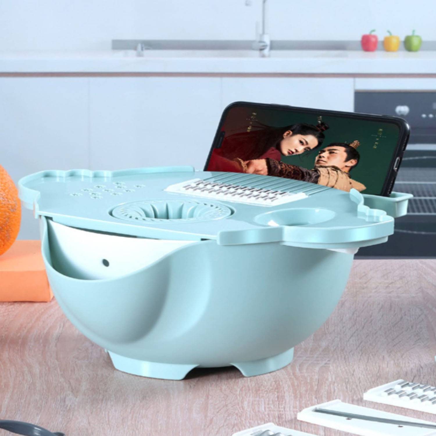 Magic Rotate Vegetable Cutter W/ Drain Basket 7