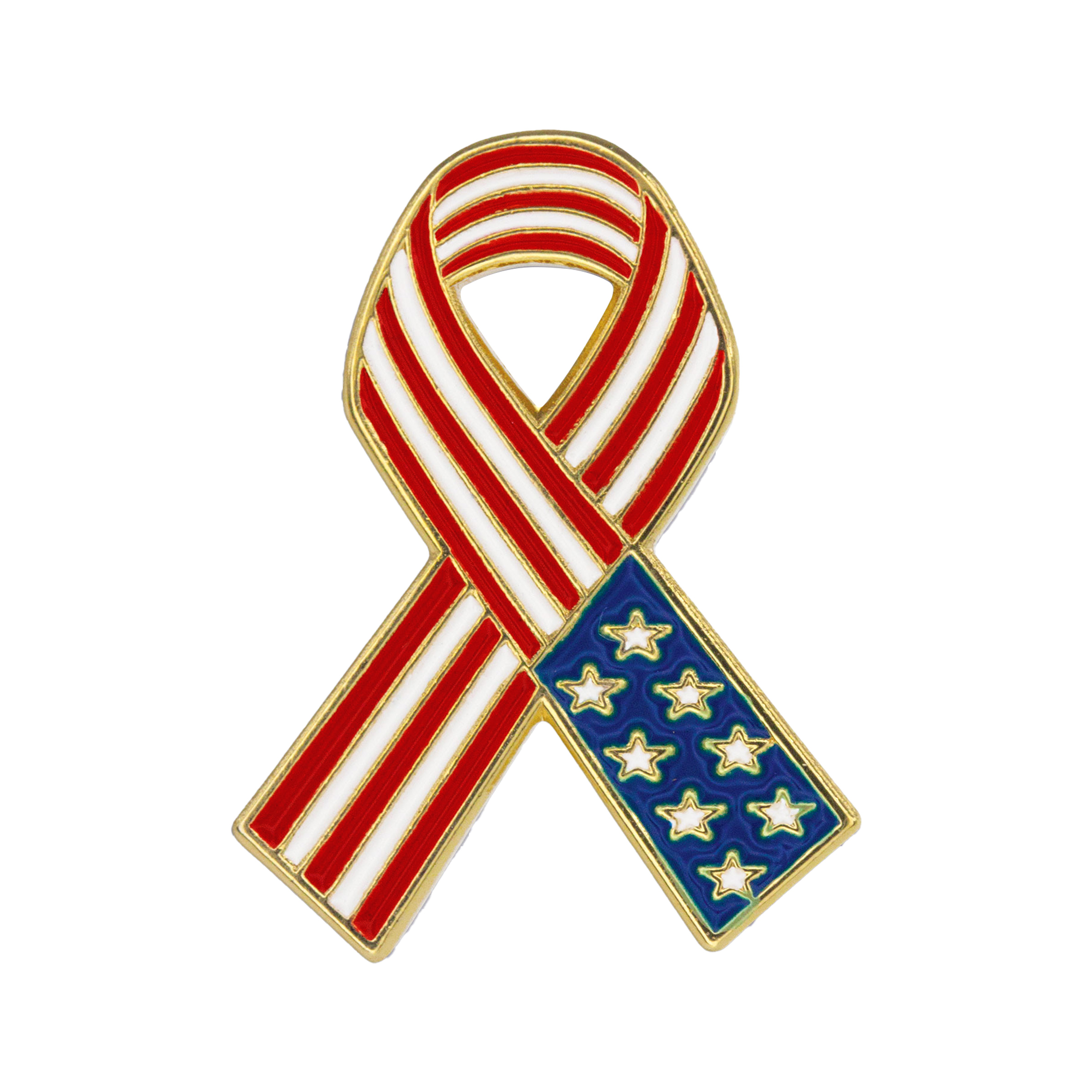 American Flag Ribbon - Die Struck Patriotic Lapel Pins 2