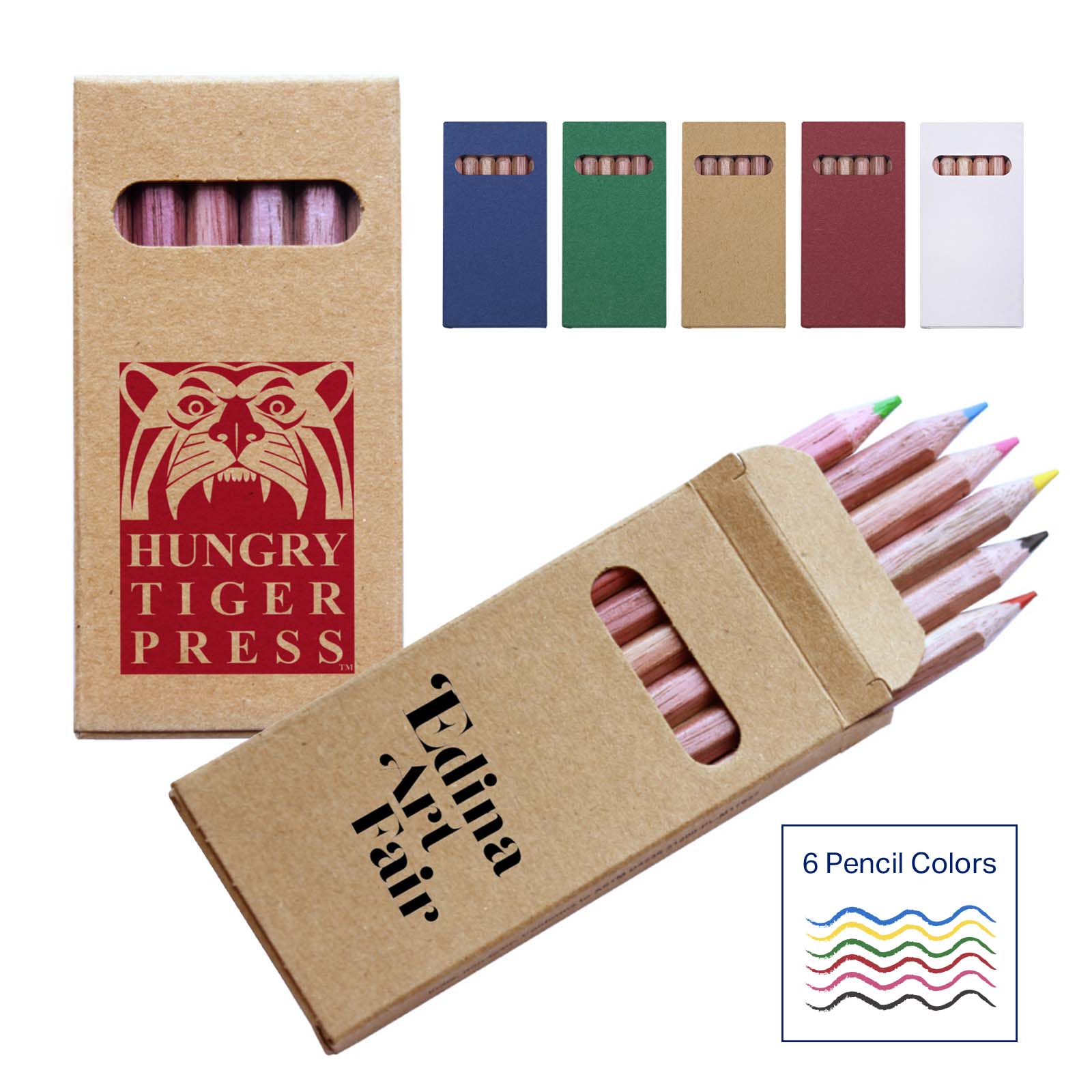 Full Color Six-Color Mini Wooden Pencil Set in Box