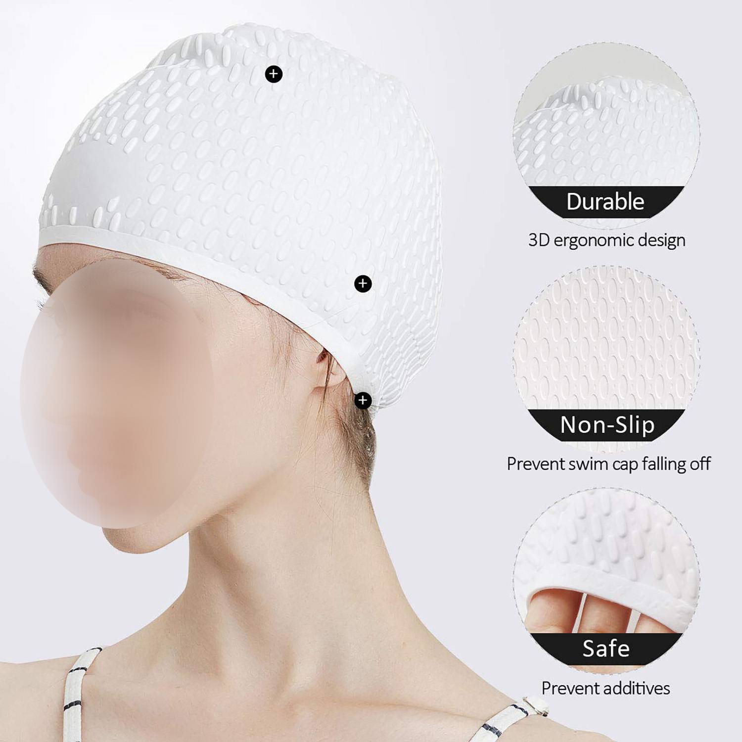 Adults Water Drop Waterproof Silicone Swim Cap 5
