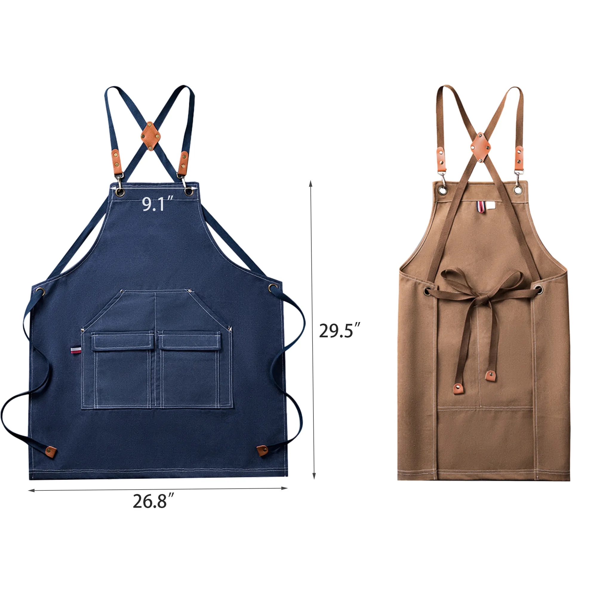 Cross-back Canvas Apron with Enlarged Pocket 5