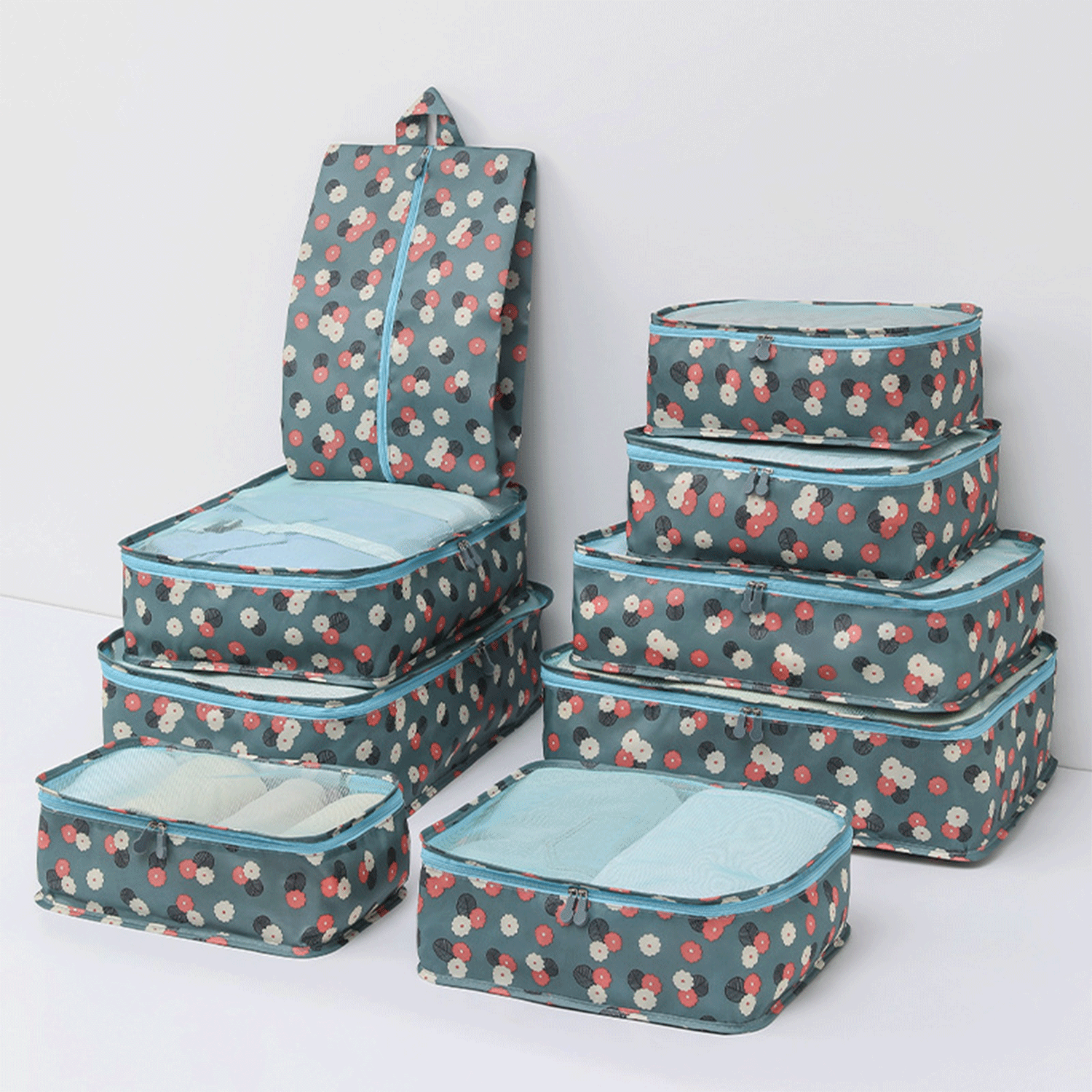 9-Piece Set Travel Storage Packing Cubes Luggage Organizers 9