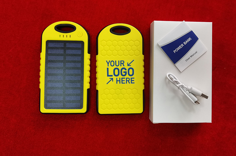5000mAh Waterproof Solar Power Bank with Carabiner & Flashlight 2