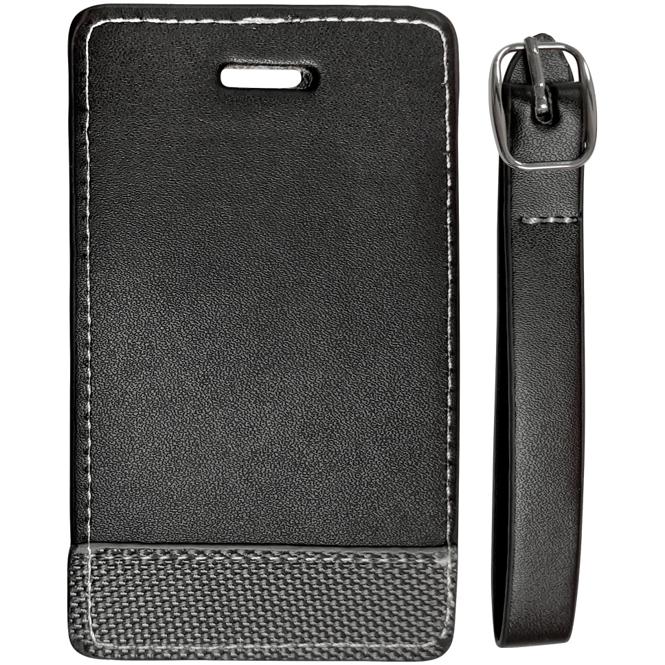 2-Tone Leatherette Black Luggage Tag (4 1/2"x2 5/8") 2