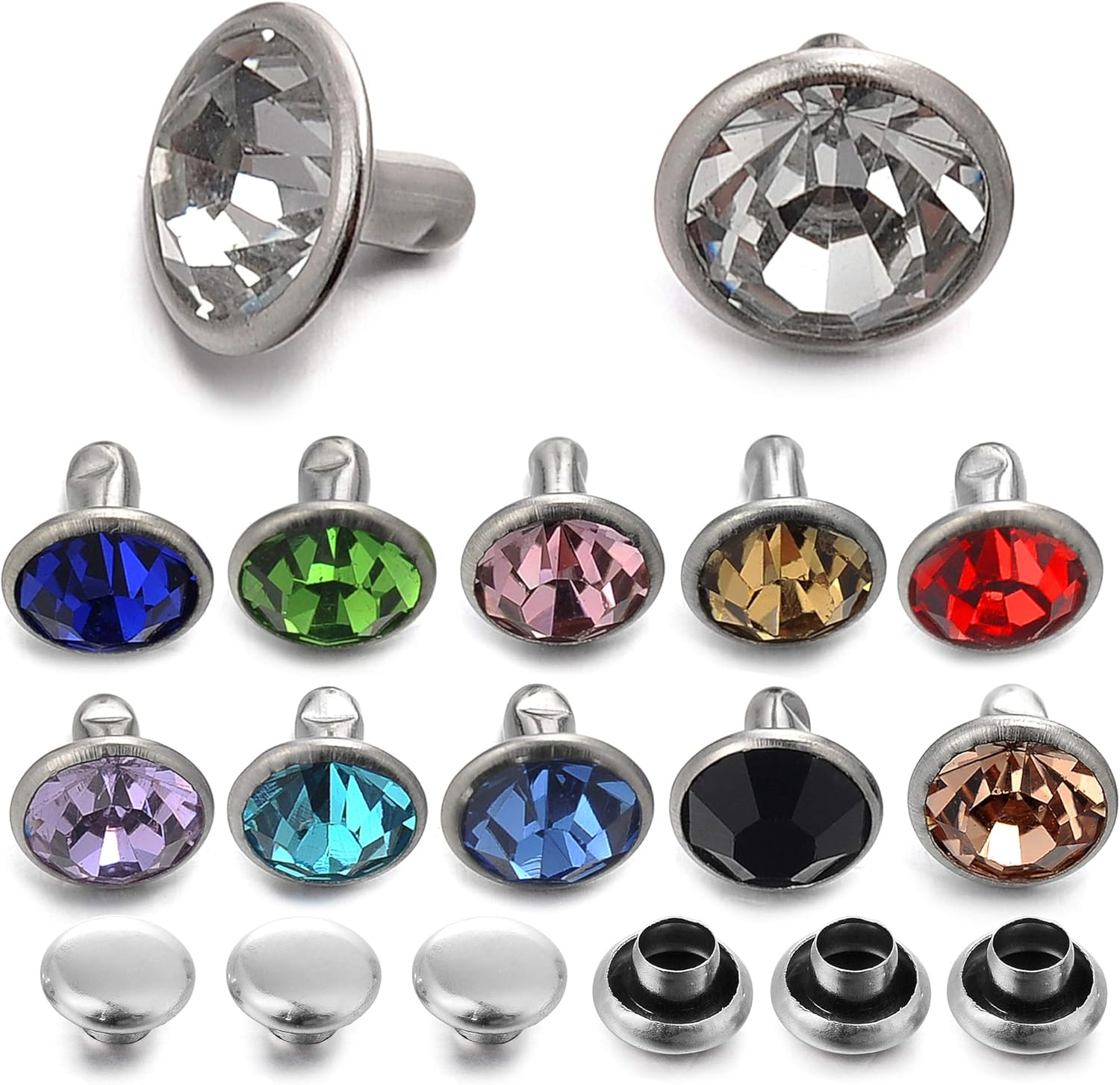 100 Sets Mixed Colors Crystal Rivets 2