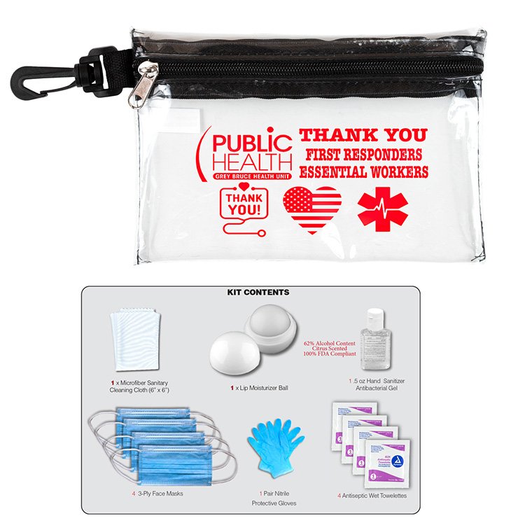 "Ariel" 12 Piece Safety Kit in Zipper Pouch with Carabiner Attachment 4