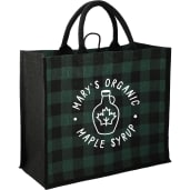 Buffalo Plaid Printed Jute Tote 6