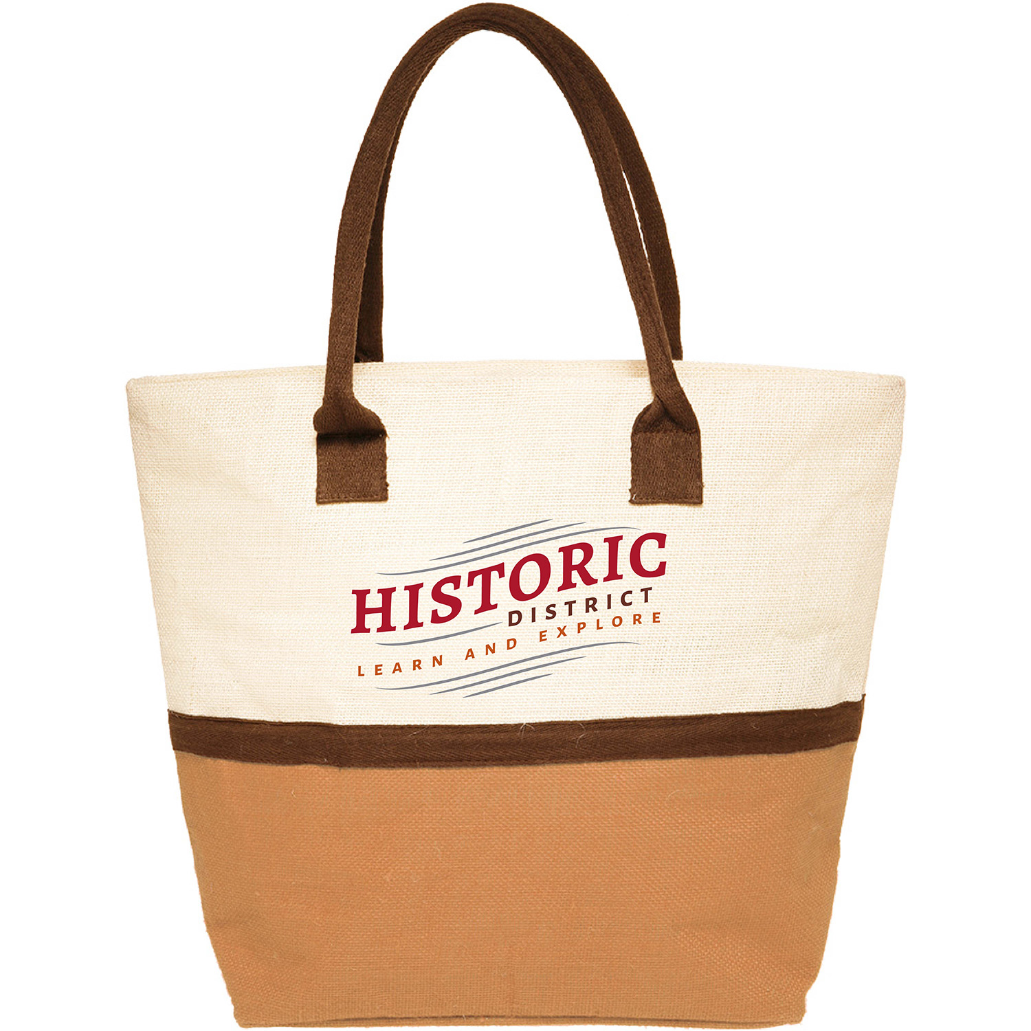 Two-Tone Jute Window Shopper Tote Bag (Full Color Imprint), custom tote bag with logo imprint 2