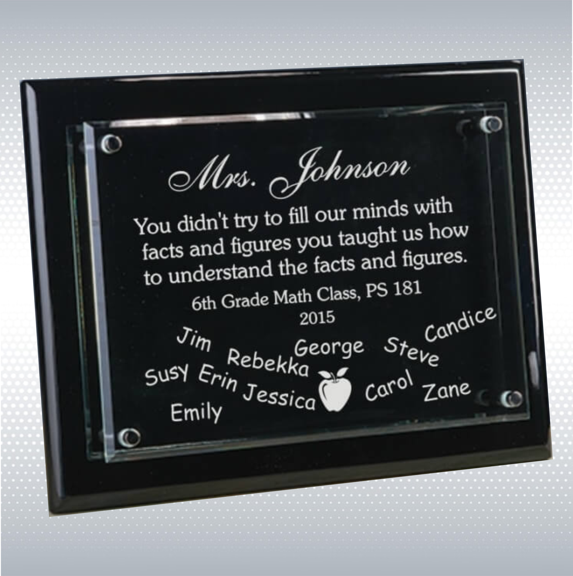 Black Piano Finish Plaque w/Acrylic Plate (Various Sizes) 14