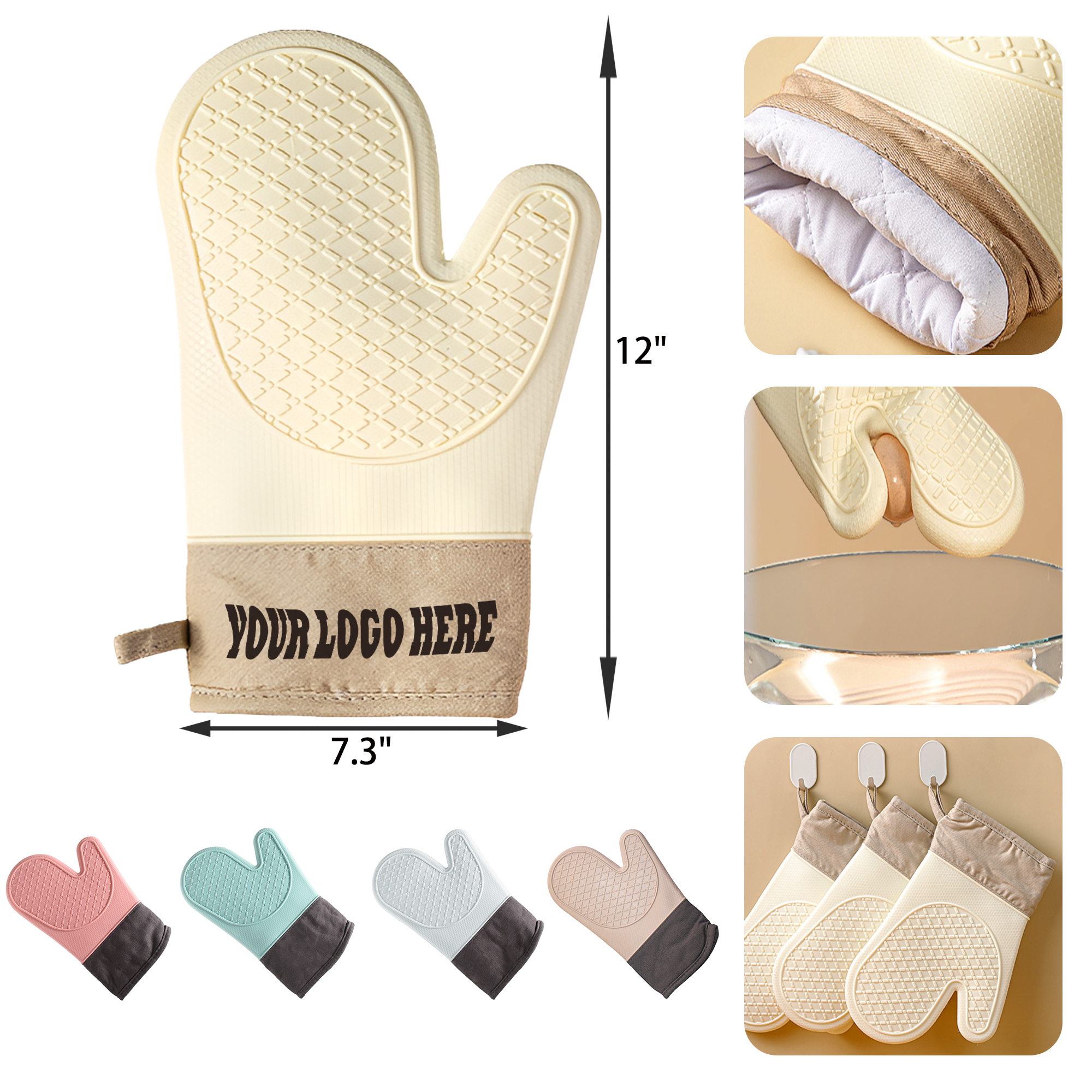 MOQ 50 PCS Heat Resistant Silicone Oven Mitt 4