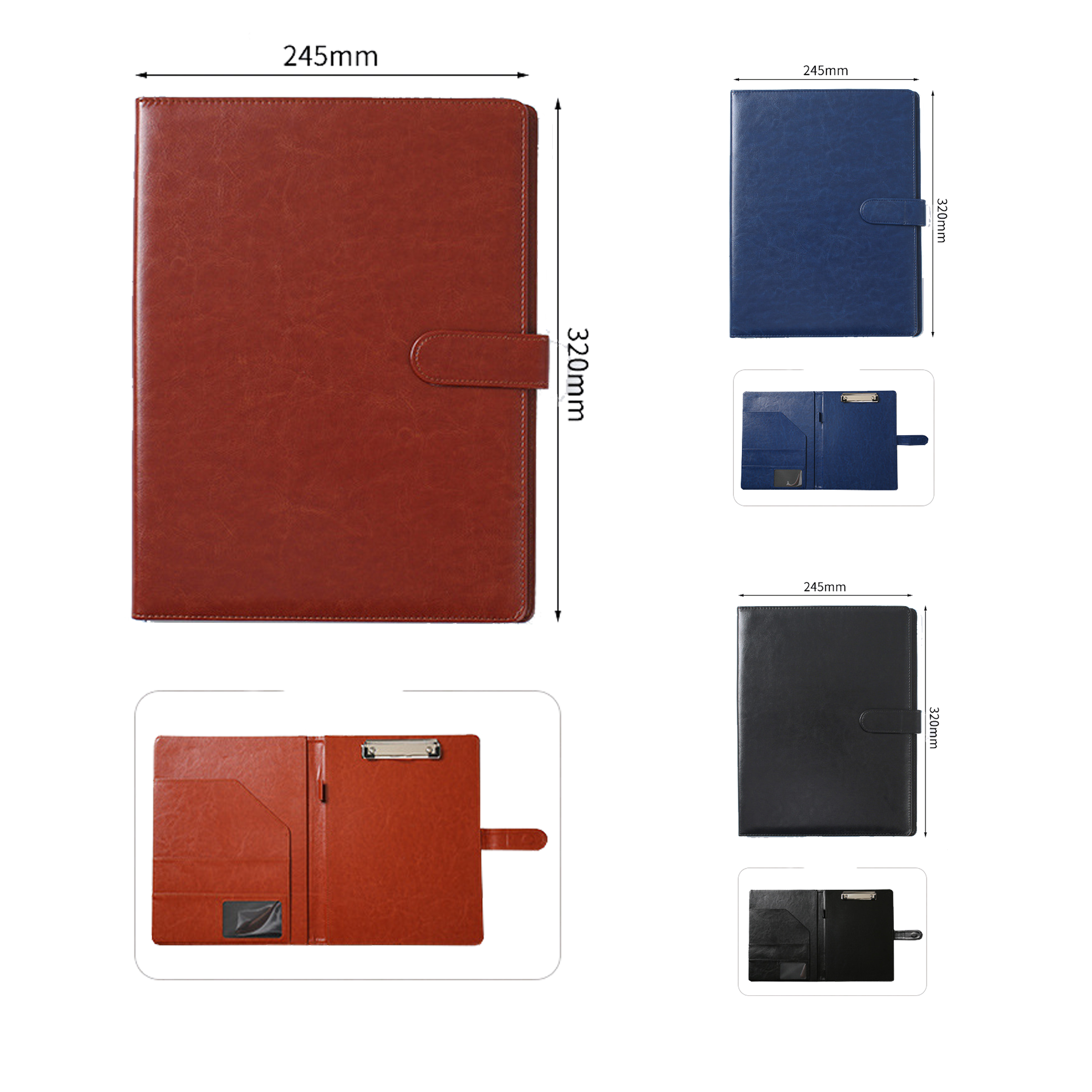 Debossed Leather Resume Portfolio Folder-Ocean 5