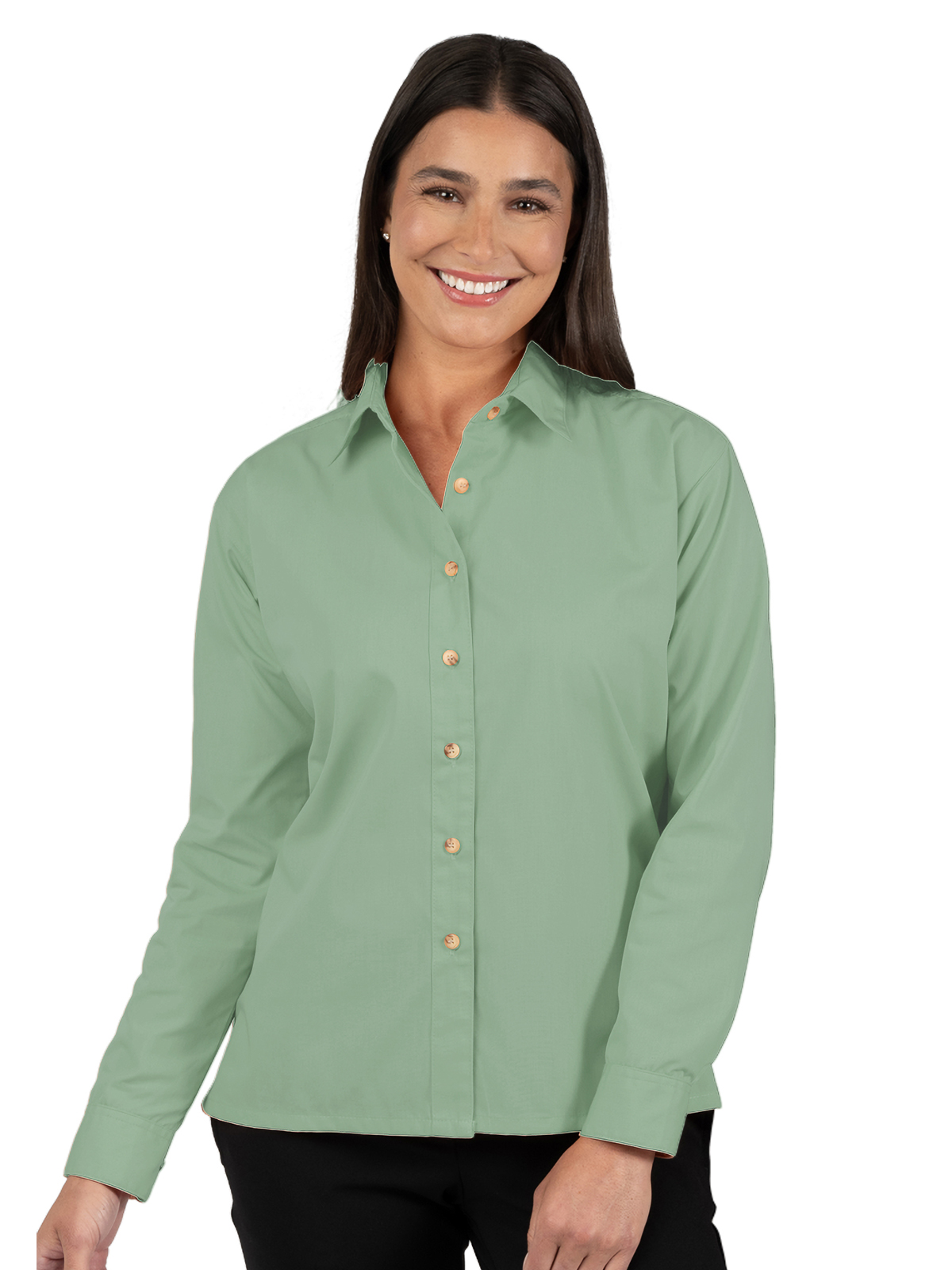 Blue Generation - Women's Pocketless Long Sleeve Superblend Poplin Shirt 2