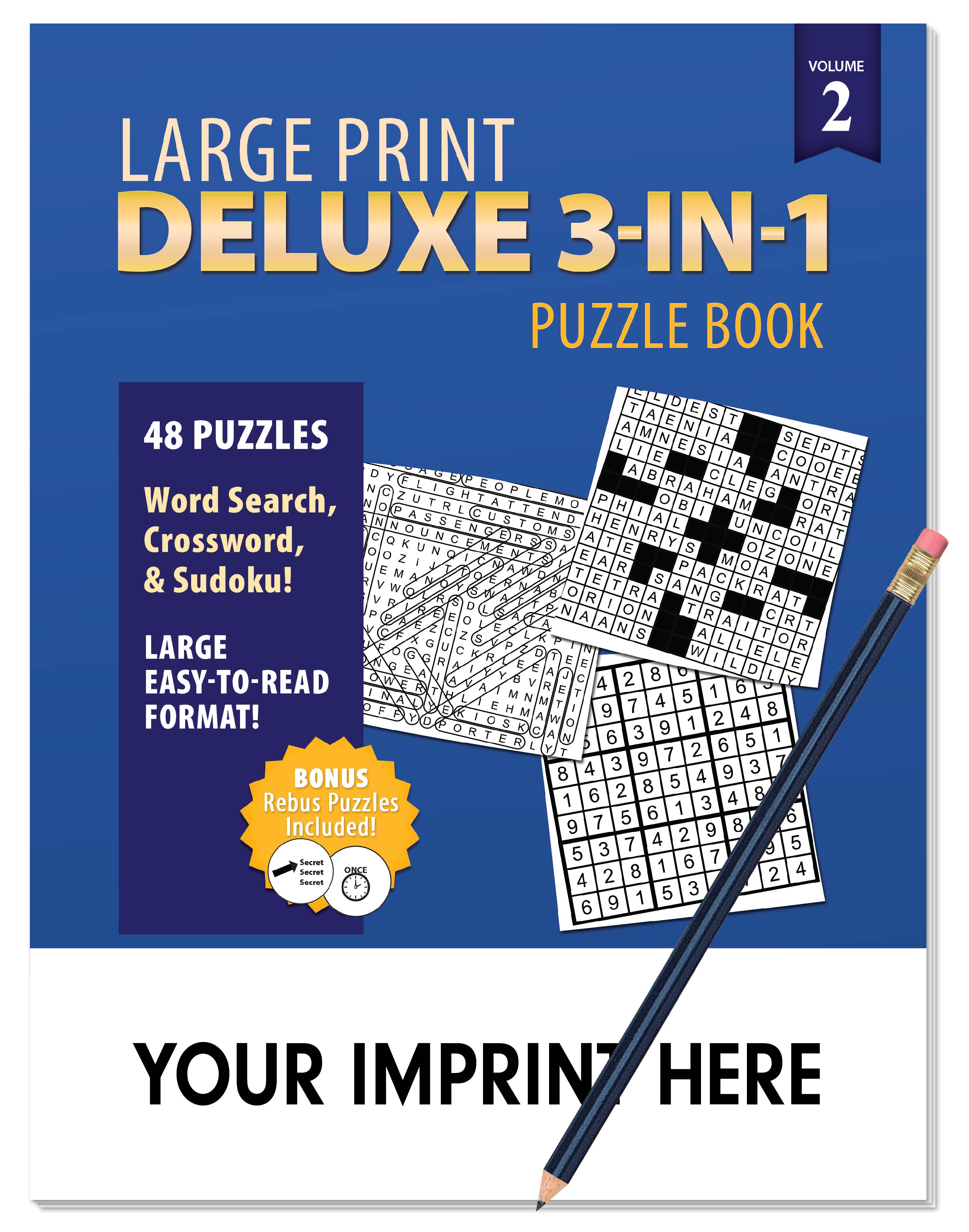 PUZZLE BOOK PACK - Deluxe Large Print 3-in-1 Puzzle Book Puzzle Pack 1